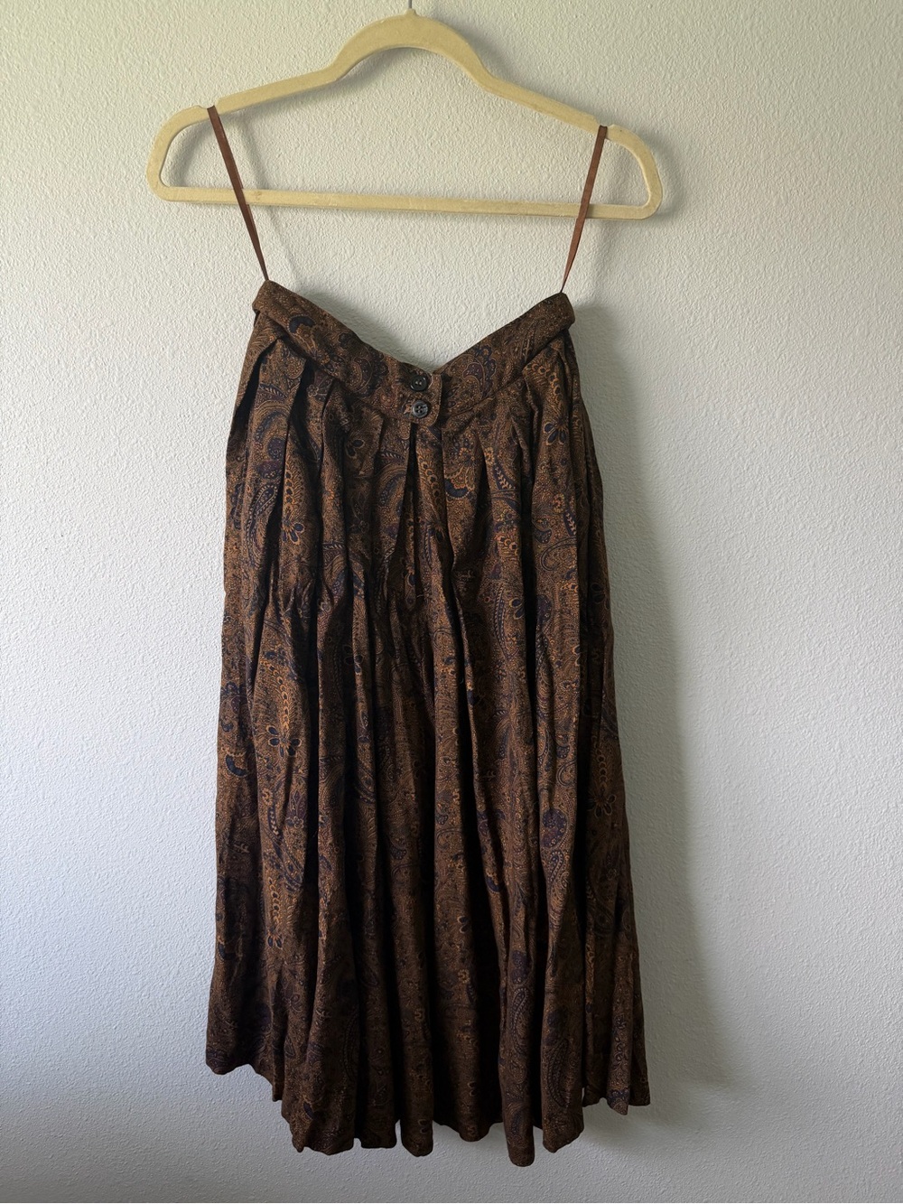 Jones New York Brown Paisley A-Line Midi Skirt